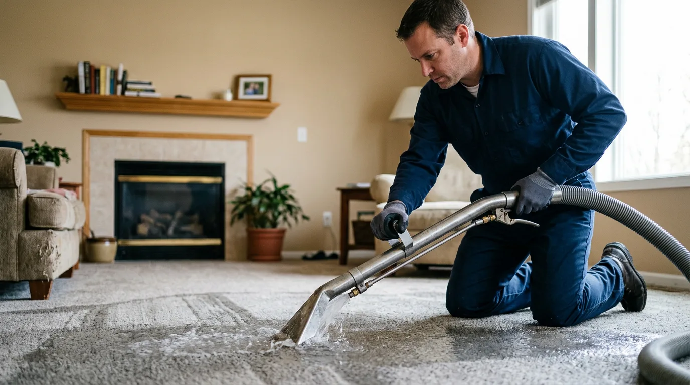 Water damage restoration technician working near Rushford, NY